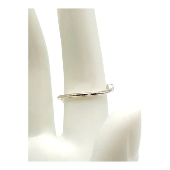 925 Sterling Silver Curvy Wrap Band Clear Rhinestone Ring Vintage Size 7.5 - Picture 5 of 7